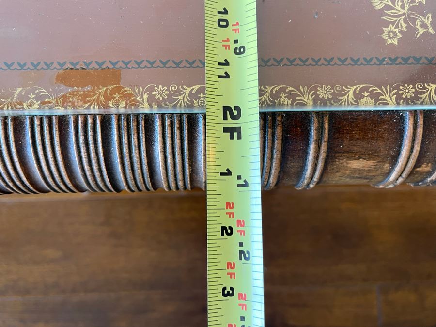 Vintage Leather Top 2-Tier Side Table With Glass Top 2’W X 1’4”D X 2’H [Photo 8]