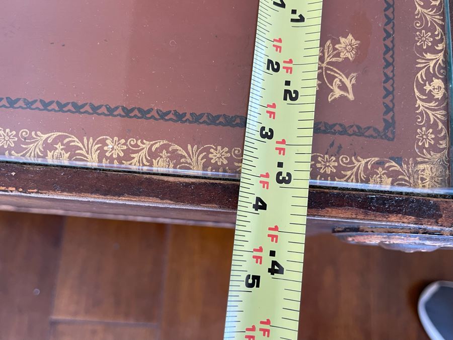 Vintage Leather Top 2-Tier Side Table With Glass Top 2’W X 1’4”D X 2’H [Photo 9]