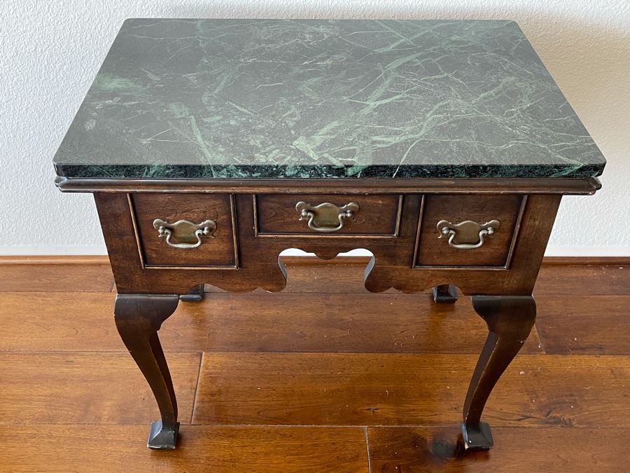 Statton Trutype Americana Side Table With Marble Top 2’5”W X 1’8”D X 2’3”H [Photo 2]