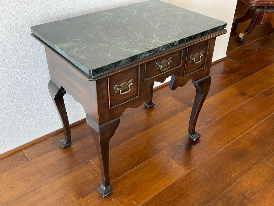 Statton Trutype Americana Side Table With Marble Top 2’5”W X 1’8”D X 2’3”H [Photo 4]