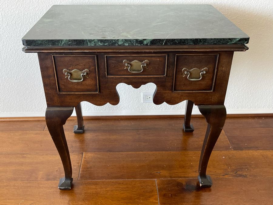 Statton Trutype Americana Side Table With Marble Top 2’5”W X 1’8”D X 2’3”H [Photo 3]