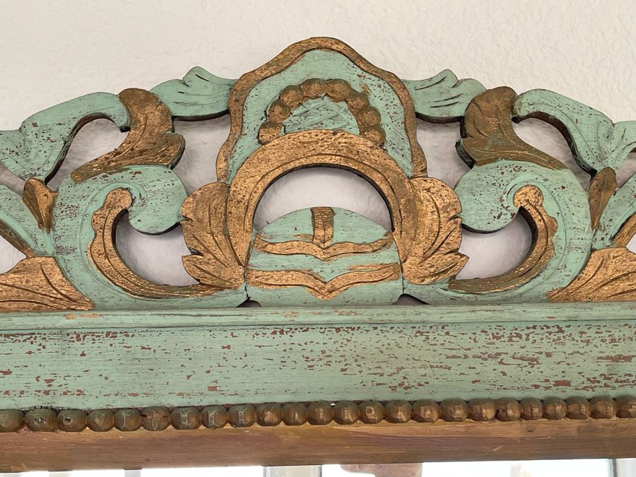 Vintage Painted Wooden Wall Mirror 3’11” X 4’11” [Photo 8]