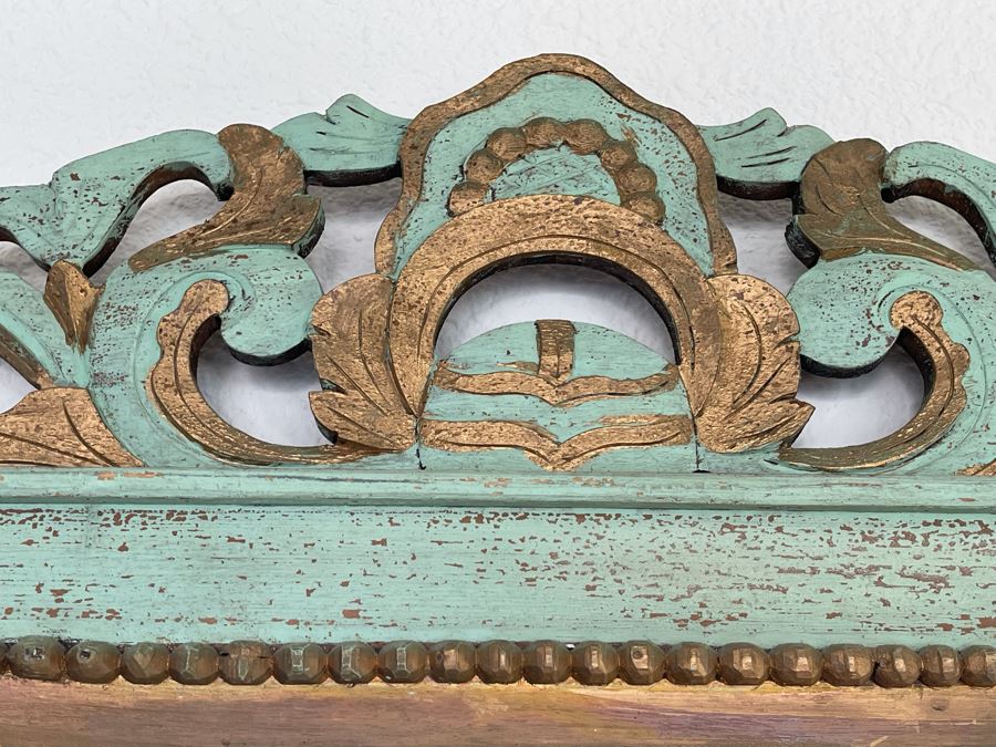 Vintage Painted Wooden Wall Mirror 3’11” X 4’11” [Photo 9]