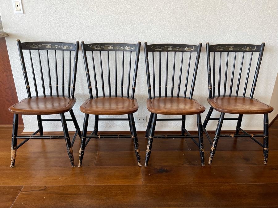 Set Of Four Signed L. Hitchcock Stenciled Chairs [Photo 3]