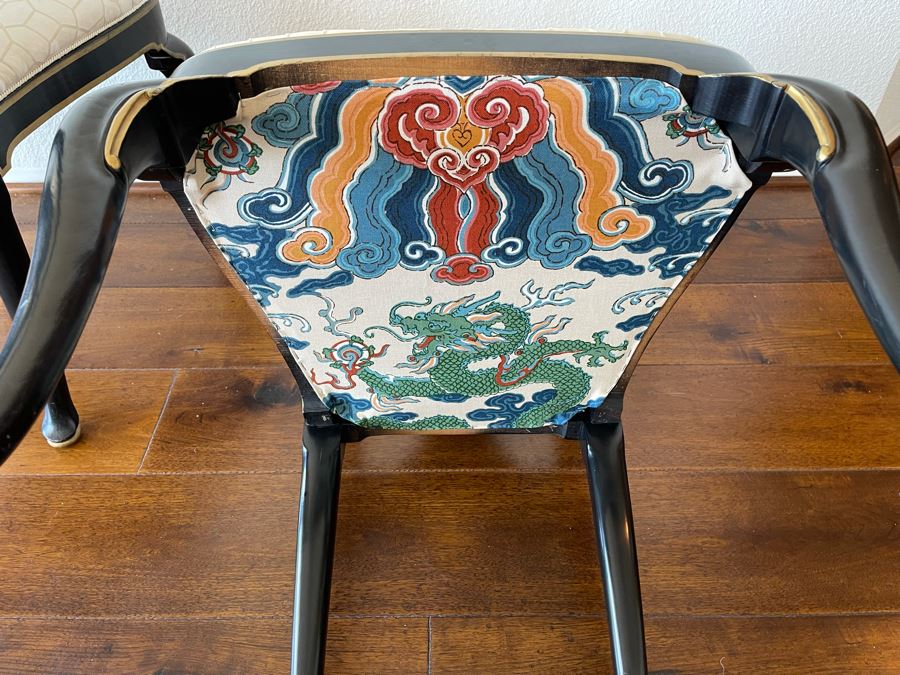 Pair Of Black And Gold Trim Bird Silhouette Side Chairs [Photo 5]