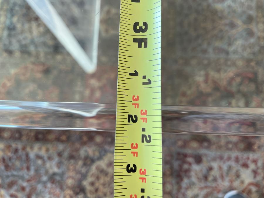 Lucite Base Dining Table In Manner Of Karl Springer With Glass Top 3’2”W X 6’6”L X 2’5”H [Photo 17]