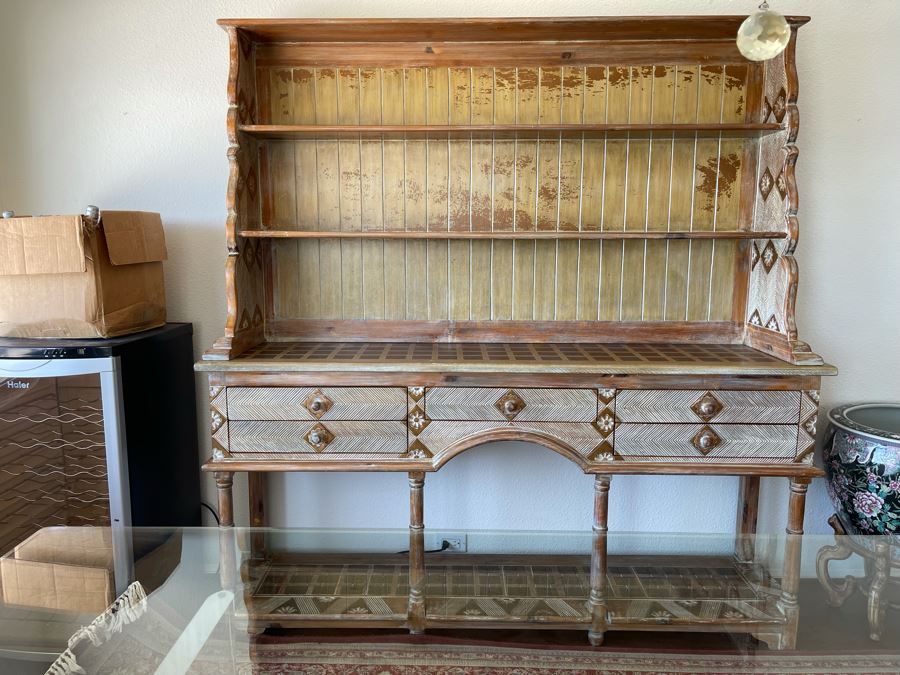 Wooden Buffet With Hutch China Cabinet 6’W X 1’4”D X 6’3”H [Photo 2]