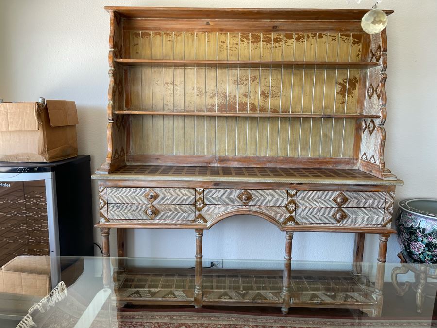 Wooden Buffet With Hutch China Cabinet 6’W X 1’4”D X 6’3”H [Photo 3]
