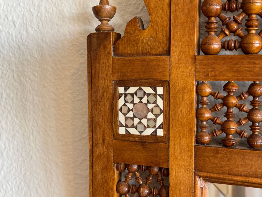Vintage Inlaid Wooden Wall Mirror From India 2’1”W X 3’7”H [Photo 7]
