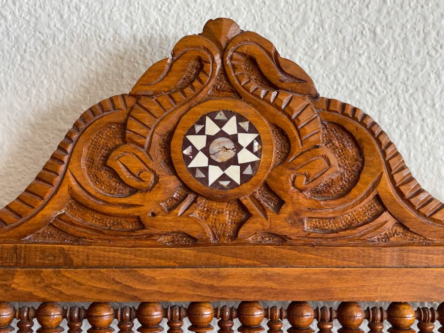 Vintage Inlaid Wooden Wall Mirror From India 2’1”W X 3’7”H [Photo 6]