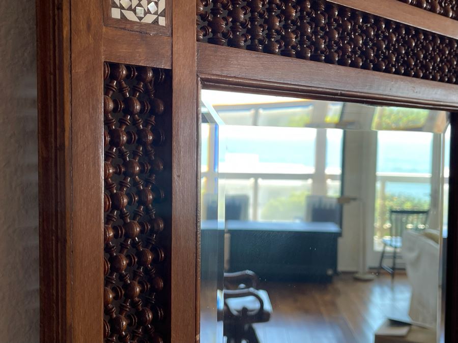 Vintage Inlaid Wooden Wall Mirror From India 2’1”W X 3’7”H [Photo 9]