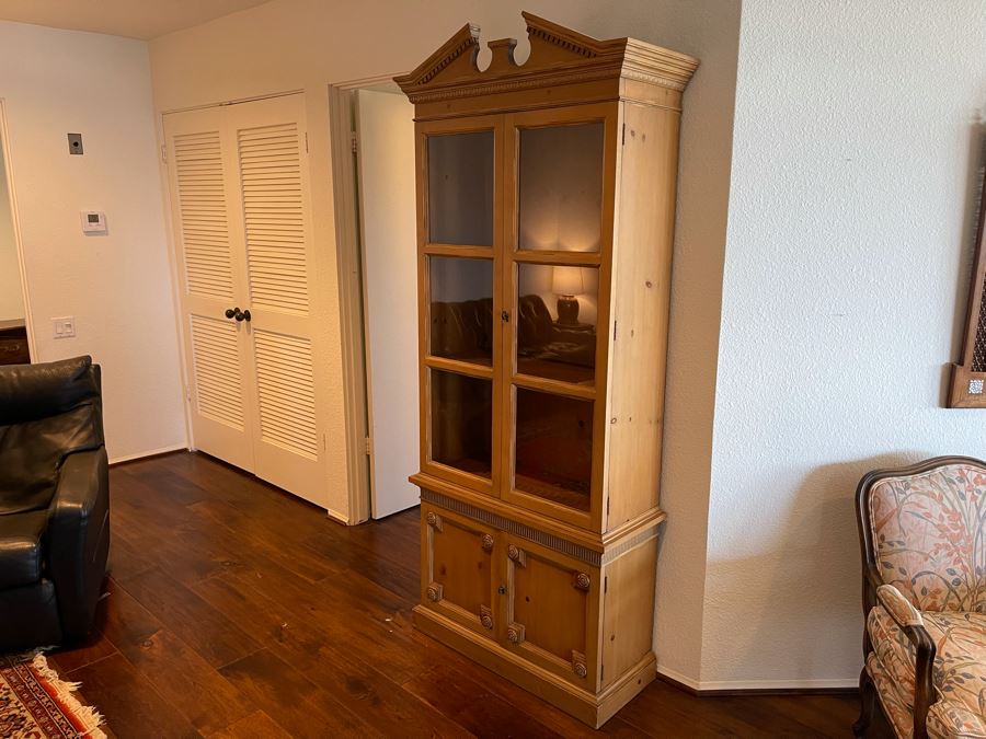 Wooden Bookcase With Glass Front Doors And Lower Cabinet 2’10”W X 1’2”D X 7’H [Photo 5]