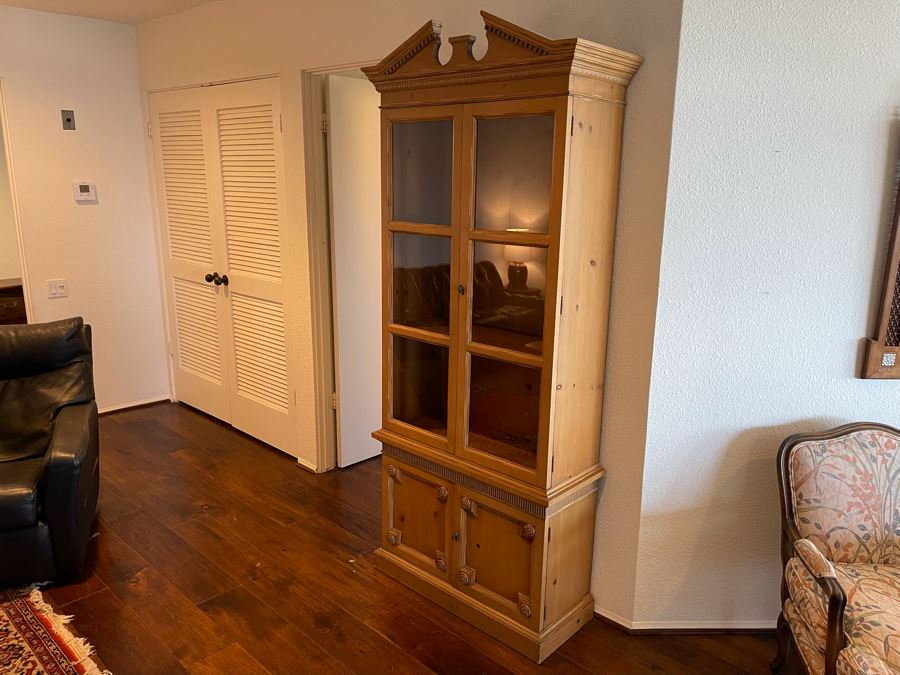 Wooden Bookcase With Glass Front Doors And Lower Cabinet 2’10”W X 1’2”D X 7’H [Photo 6]