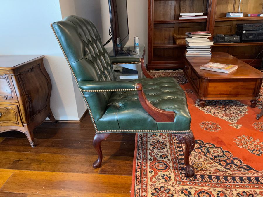 Hancock & Moore Tufted Leather Armchair With Brass Nailhead Trim [Photo 5]