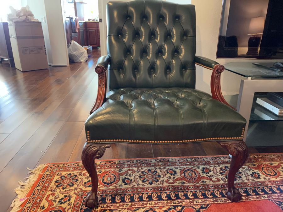 Hancock & Moore Tufted Leather Armchair With Brass Nailhead Trim [Photo 3]