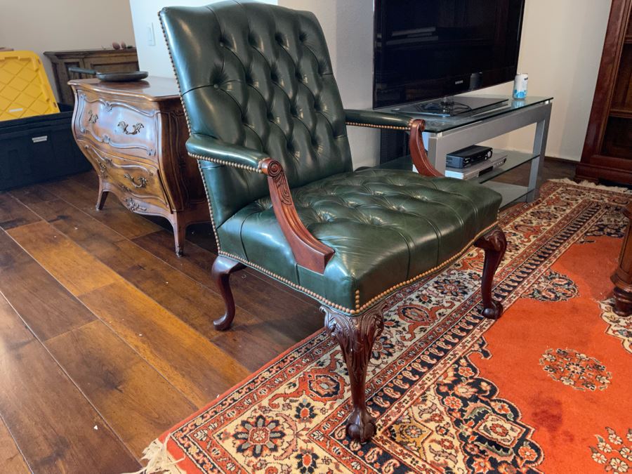 Hancock & Moore Tufted Leather Armchair With Brass Nailhead Trim [Photo 6]