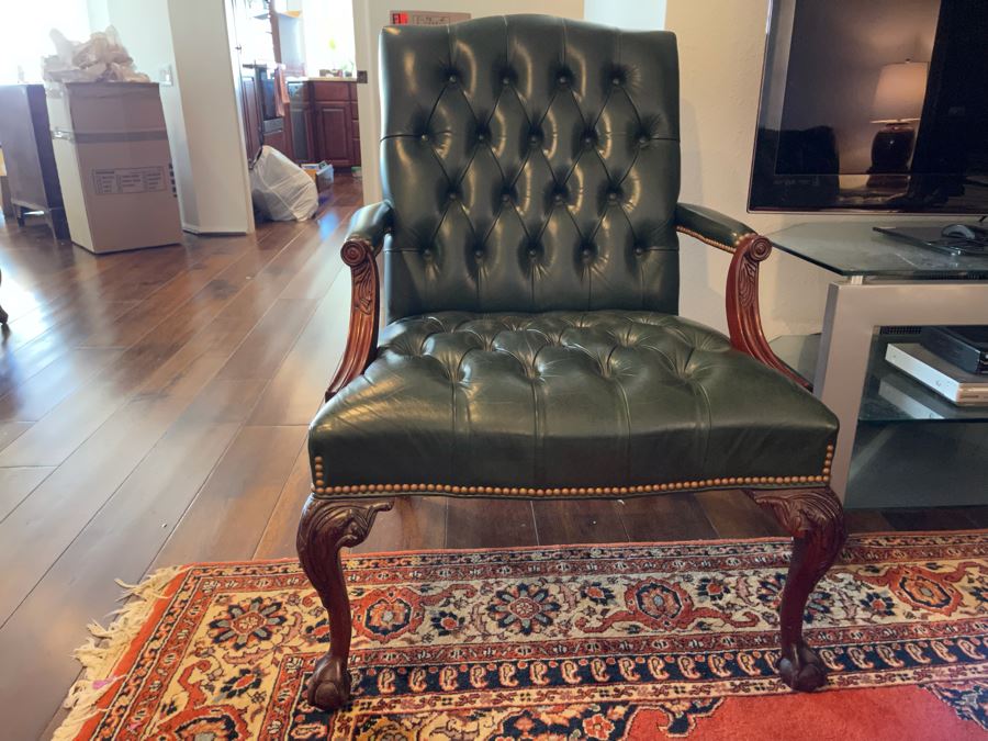 Hancock & Moore Tufted Leather Armchair With Brass Nailhead Trim [Photo 2]