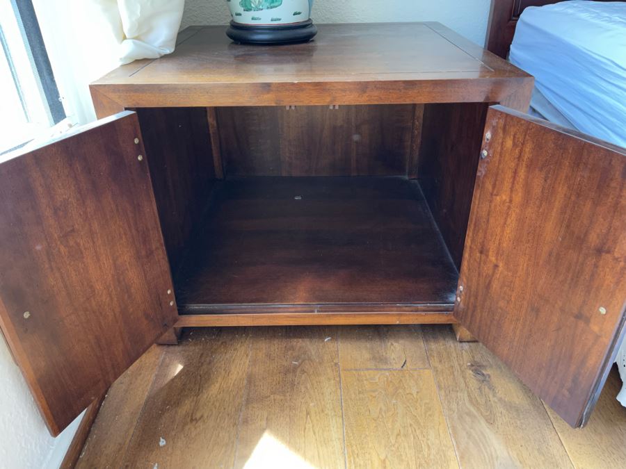 Chinese Wooden Side Cabinet With Brass Accents 2’4”W X 2’4”D X 1’10”H [Photo 5]