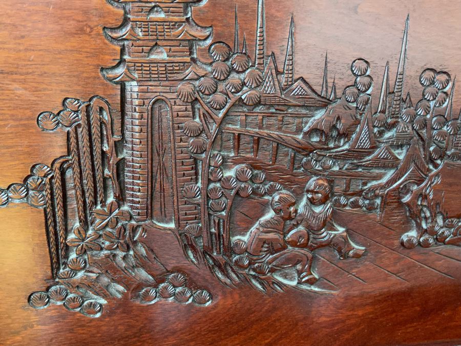 Chinese Rosewood Relief Carved Headboard 6’1W X 3’6”H [Photo 6]
