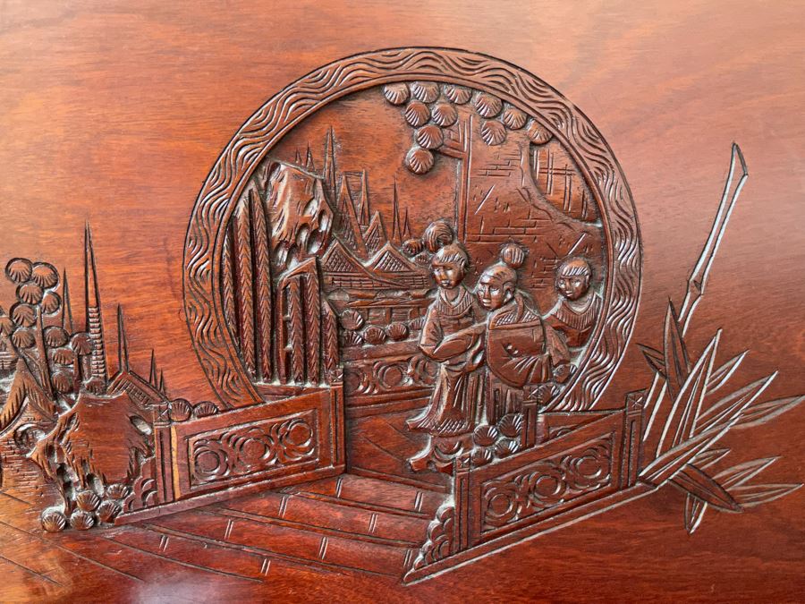 Chinese Rosewood Relief Carved Headboard 6’1W X 3’6”H [Photo 7]