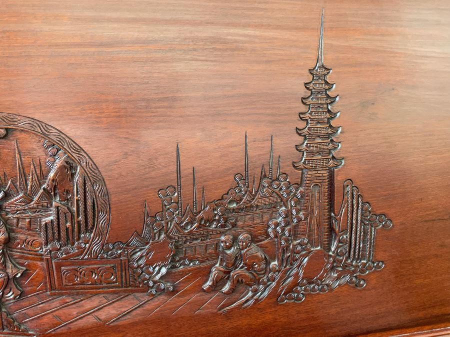 Chinese Rosewood Relief Carved Headboard 6’1W X 3’6”H [Photo 10]