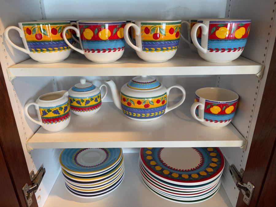 Set Of Vista Alegre Portugal China Plates, Cups, Teapot