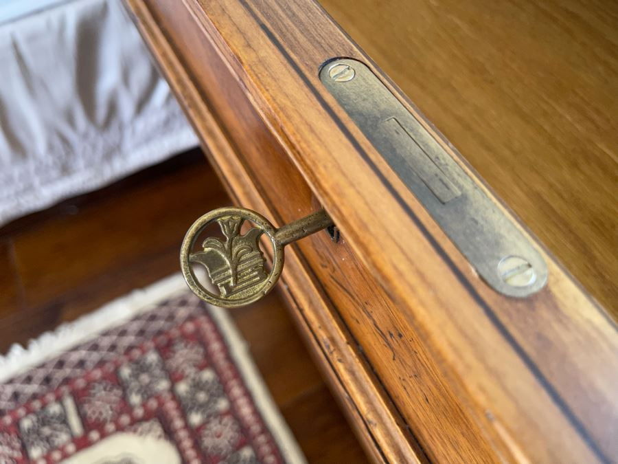 Stunning Pair Of Baker Furniture American Walnut Chest Of Drawers With Top Lock In Top Drawer With Original Product Brochure 3’4”W X 1’7”D X 2’10”H Retails $5,300 [Photo 15]