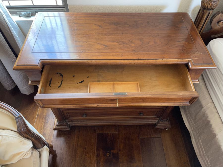 Stunning Pair Of Baker Furniture American Walnut Chest Of Drawers With Top Lock In Top Drawer With Original Product Brochure 3’4”W X 1’7”D X 2’10”H Retails $5,300 [Photo 8]