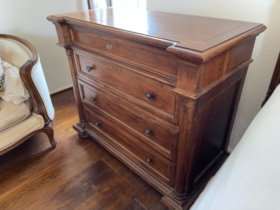 Stunning Pair Of Baker Furniture American Walnut Chest Of Drawers With Top Lock In Top Drawer With Original Product Brochure 3’4”W X 1’7”D X 2’10”H Retails $5,300 [Photo 10]