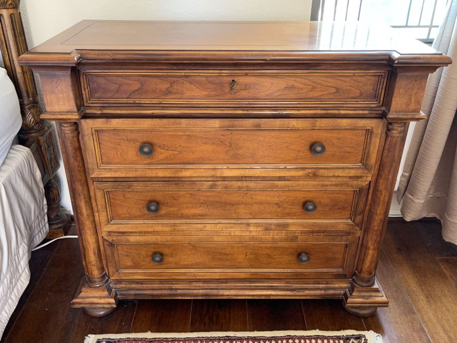 Stunning Pair Of Baker Furniture American Walnut Chest Of Drawers With Top Lock In Top Drawer With Original Product Brochure 3’4”W X 1’7”D X 2’10”H Retails $5,300