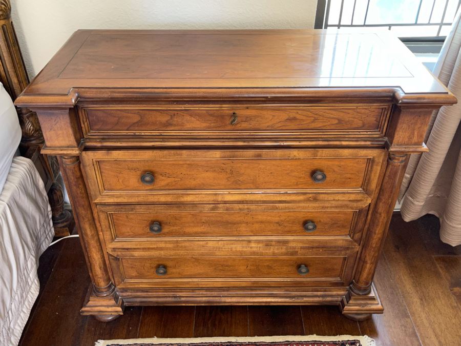 Stunning Pair Of Baker Furniture American Walnut Chest Of Drawers With Top Lock In Top Drawer With Original Product Brochure 3’4”W X 1’7”D X 2’10”H Retails $5,300 [Photo 12]