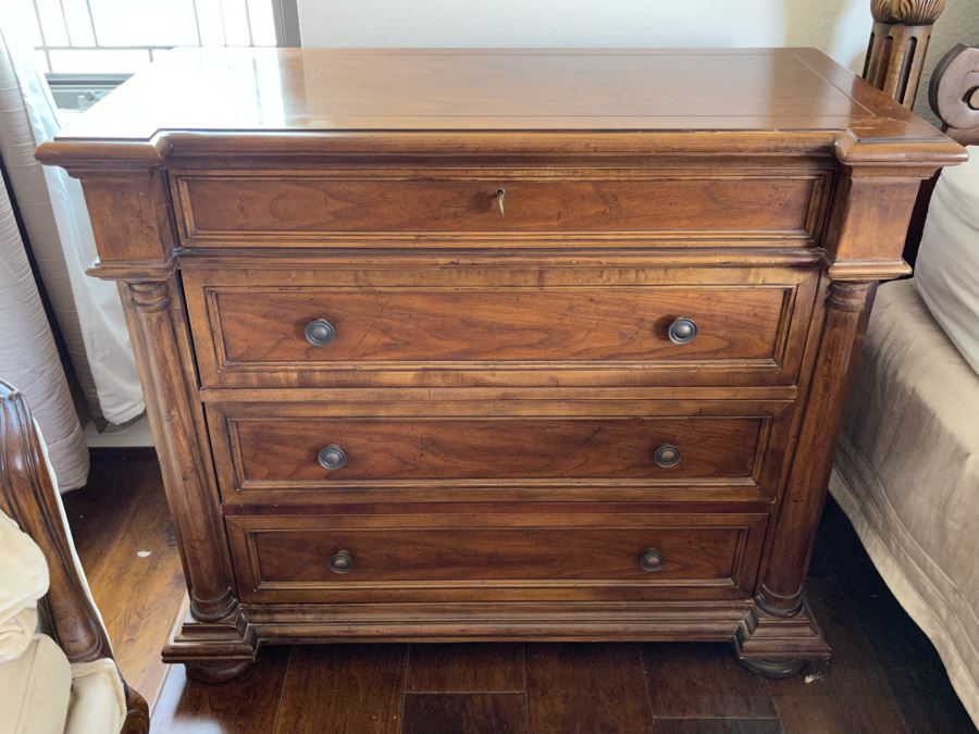 Stunning Pair Of Baker Furniture American Walnut Chest Of Drawers With Top Lock In Top Drawer With Original Product Brochure 3’4”W X 1’7”D X 2’10”H Retails $5,300 [Photo 3]