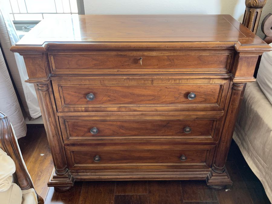 Stunning Pair Of Baker Furniture American Walnut Chest Of Drawers With Top Lock In Top Drawer With Original Product Brochure 3’4”W X 1’7”D X 2’10”H Retails $5,300 [Photo 4]