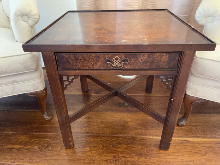 Knob Creek Wooden Side Table With Drawer 2’W X 2’D X 1’11”H [Photo 1]