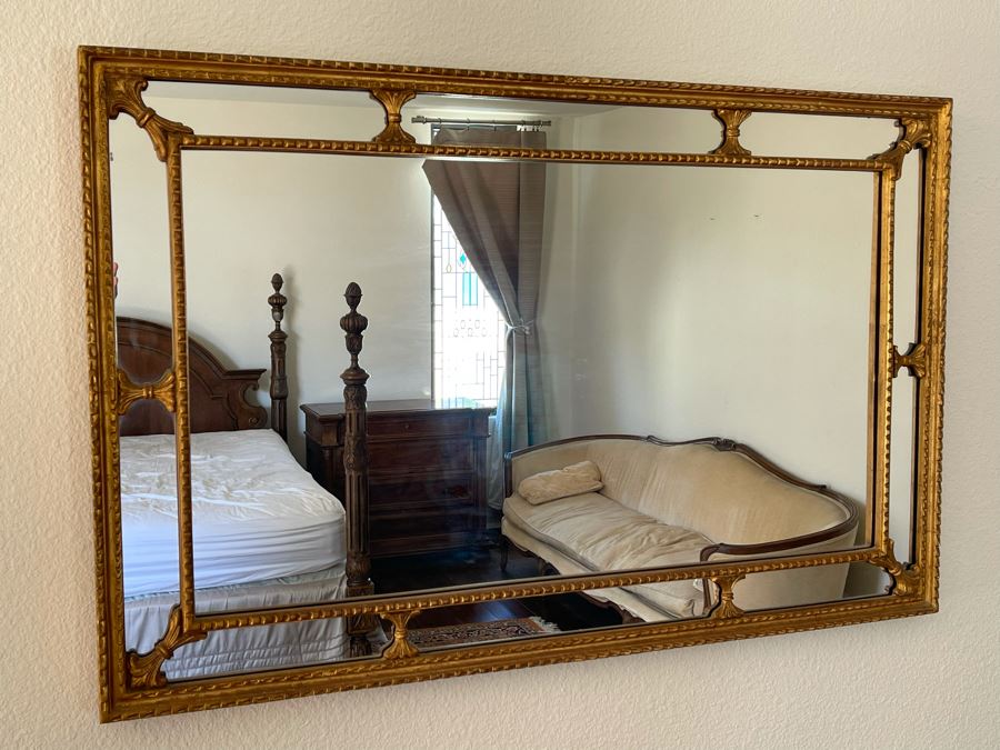 Gilt Wooden Wall Mirror By Mirror Fair Of New York, NY 3’11” X 2’6” [Photo 2]