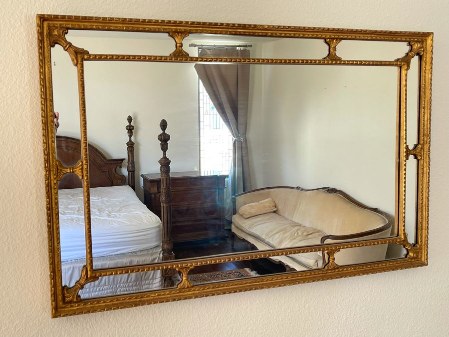 Gilt Wooden Wall Mirror By Mirror Fair Of New York, NY 3’11” X 2’6” [Photo 3]