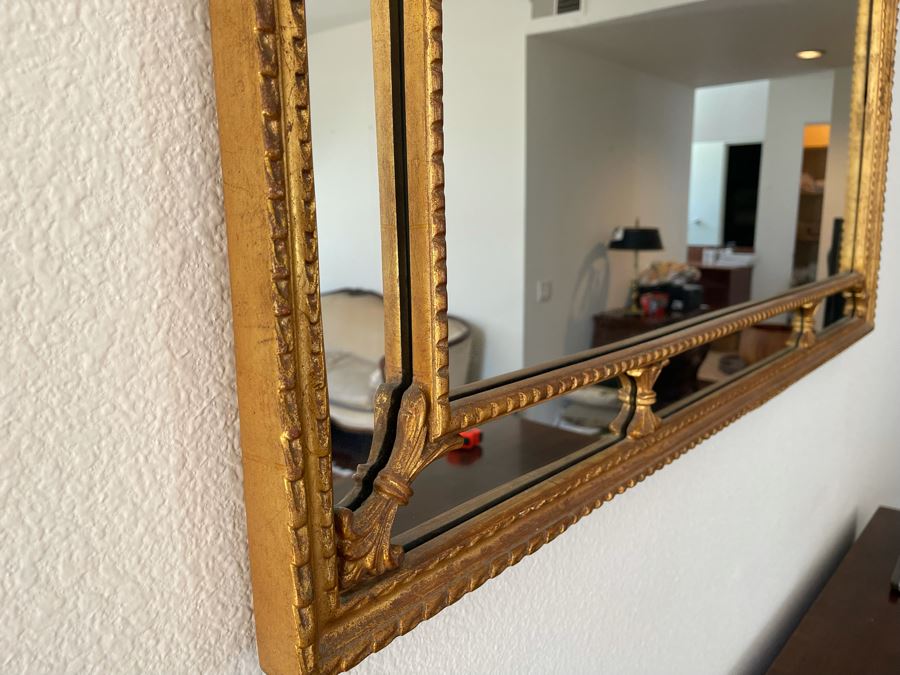 Gilt Wooden Wall Mirror By Mirror Fair Of New York, NY 3’11” X 2’6” [Photo 7]