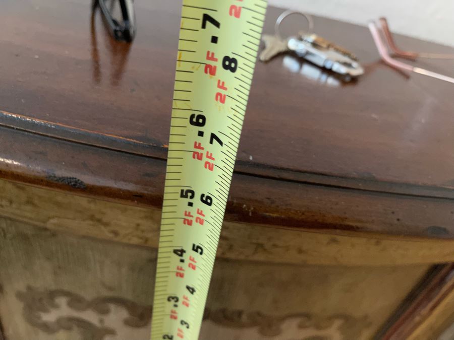 Heritage Grand Tour Demilune Console Cabinet Table 2’10”W X 1’1”D X 2’6”H [Photo 9]