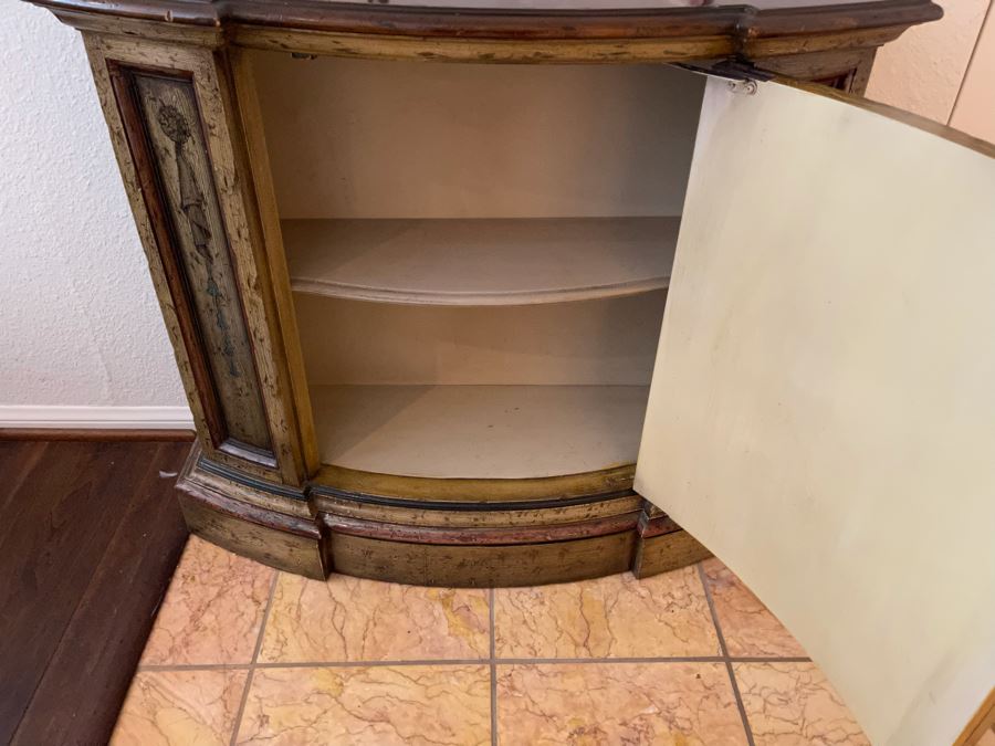 Heritage Grand Tour Demilune Console Cabinet Table 2’10”W X 1’1”D X 2’6”H [Photo 4]