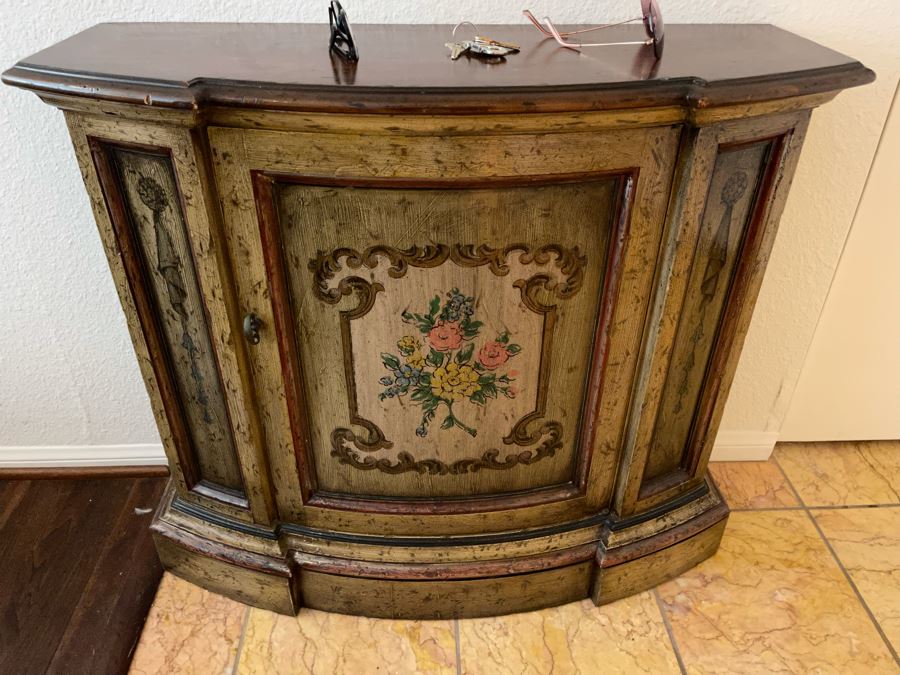 Heritage Grand Tour Demilune Console Cabinet Table 2’10”W X 1’1”D X 2’6”H [Photo 2]