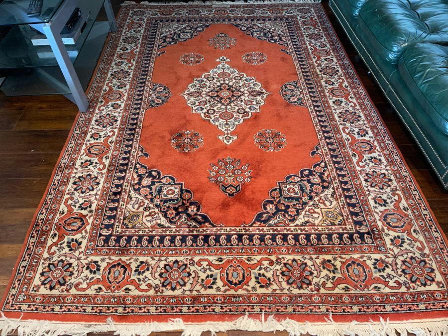 Signed Hand Knotted Wool Persian Area Rug 6’ X 9’5” [Photo 3]