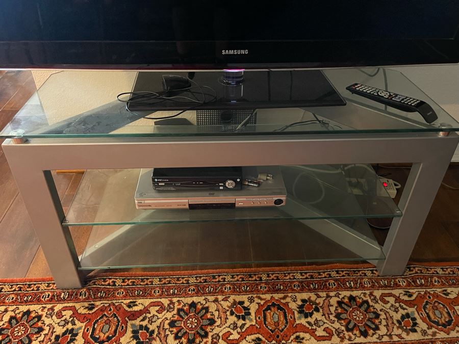 Metal And Glass TV Stand Plus Samsung 55” 1080p LED HDTV Model UN55B6000VF