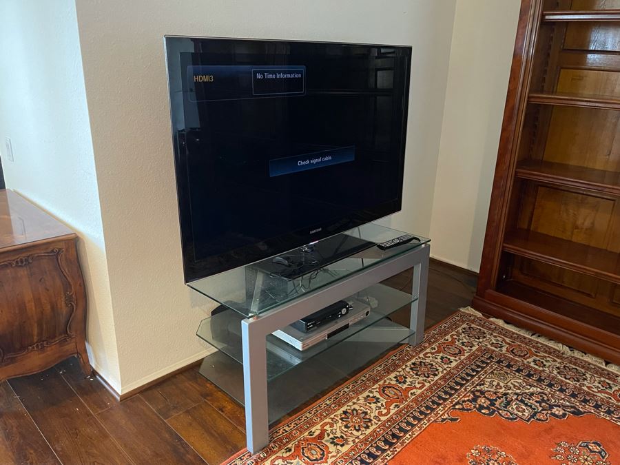 Metal And Glass TV Stand Plus Samsung 55” 1080p LED HDTV Model UN55B6000VF [Photo 5]