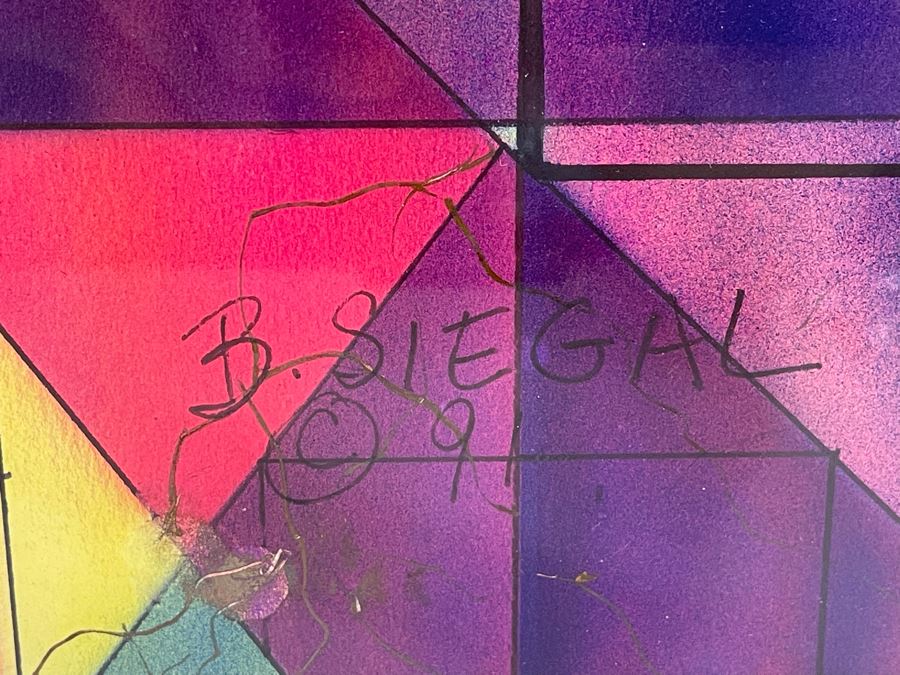 Original Barbara L Siegal Framed Abstract Geometric Painting 1991 Framed 36 X 36 [Photo 9]