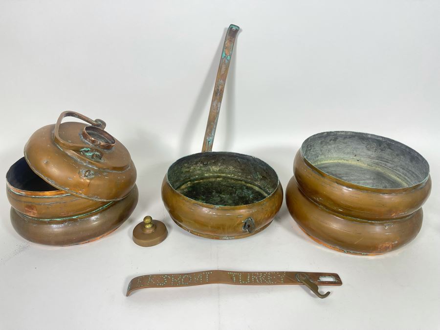 JUST ADDED - Vintage Turkish Brass Tiffin Carrier Lunch Box 14.5H [Photo 8]