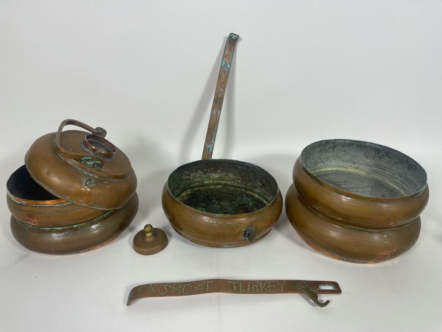 JUST ADDED - Vintage Turkish Brass Tiffin Carrier Lunch Box 14.5H [Photo 7]