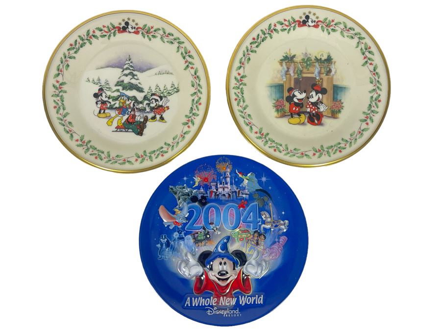 JUST ADDED - Pair Of Disney Lenox Plates And Disneyland 2004 Collector Plate