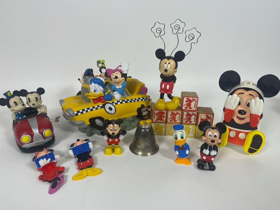 JUST ADDED - Disney Mickey Mouse Lot With Schylling Car, Illco Mickey Mouse Pre-School Toy, Wind-Up Toys And More [Photo 3]