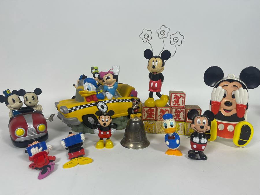 JUST ADDED - Disney Mickey Mouse Lot With Schylling Car, Illco Mickey Mouse Pre-School Toy, Wind-Up Toys And More [Photo 1]