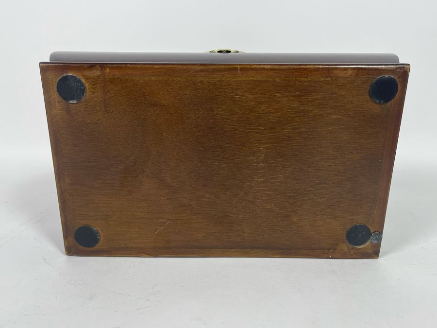 JUST ADDED - Vintage Wooden Lockable Jewelry Box With Key 10W X 6D X 6H